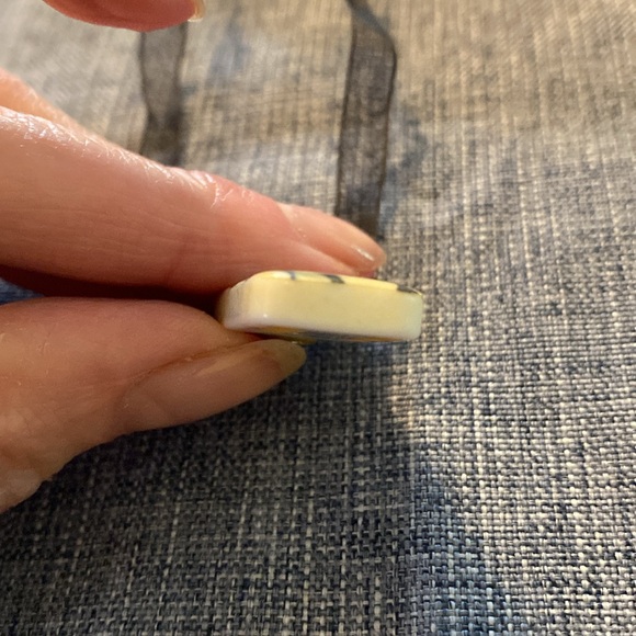 Handmade Necklace Made With A Domino Ribbon Silver Colored Hardware - Picture 6 of 13